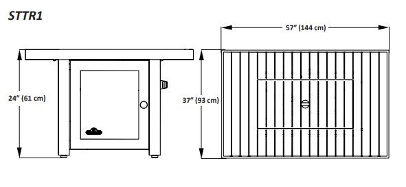 Napoleon St Tropez 56" x 36" Rectangular Patioflame Fire Table - Image 19
